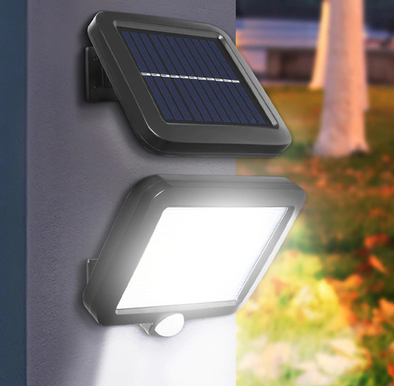 Lampa solara 128 LED cu panou solar si senzor de miscare | Okazii.ro