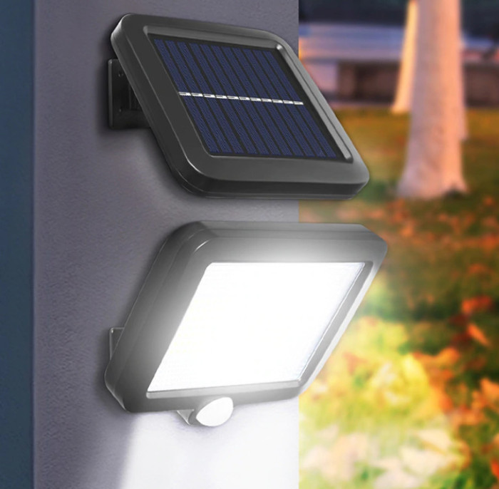 Proiector 100 LED cu panou solar, senzor de miscare, rezistent la apa