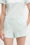 Puma pantaloni scurți culoarea turcoaz, cu imprimeu, high waist, 682439