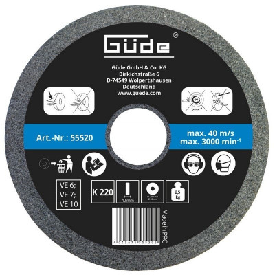 Disc abraziv pentru polizor de banc Gude 55520, O200x40x20 mm, granulatie K220 foto