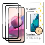 Folie de protectie Ecran WZK pentru Xiaomi Redmi Note 11S / Note 11 / Note 10S, Sticla securizata, Full Glue, Set 2 bucati, Case-Friendly, Neagra