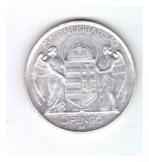 Moneda Ungaria 5 pengo 1943, stare foarte buna, curata
