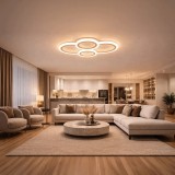 Lustra LED Alessandro DESIGN BETTY, 44W, 4 Cercuri, Dimmabila, Lumina Reglabila 3000K-6000K, Alb