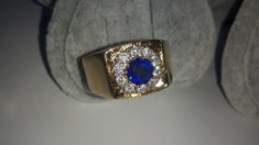 Inel Barbati Luxury Briliant Royal Blue Sapphire,marime 14US foto