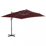 VidaXL Umbrelă &icirc;n consolă cu st&acirc;lp de aluminiu, roșu bordo, 400x300 cm