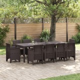 VidaXL Set de masă pentru grădină 11 pcs Maro Ratan Polt