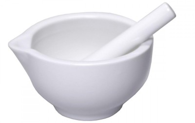 Mojar Mortar din Ceramica cu Pistil ORION, Alb, Diametru 8,5 cm - RESIGILAT foto