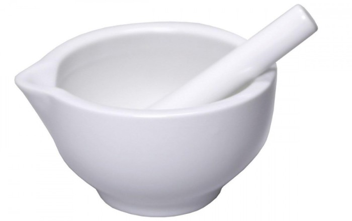Mojar Mortar din Ceramica cu Pistil ORION, Alb, Diametru 8,5 cm - RESIGILAT
