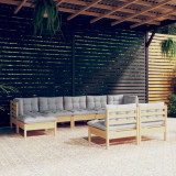 Set mobilier de gradina cu perne, 5 piese, gri, lemn de pin GartenMobel Dekor, vidaXL