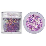 Hexagoane &icirc;n pulbere de sclipici, 1mm - violet, 10g, INGINAILS