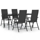 Cumpara ieftin Set mobilier de gradina, 5 piese, negru, poliratan