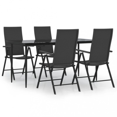 Set mobilier de gradina, 5 piese, negru, poliratan foto