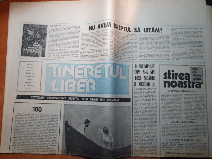 ziarul tineretul liber 31 martie 1990-100 de zile de la victorie