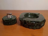 Set scrumiera si bricheta | piatra semipretioasa sculptata| piese vechi