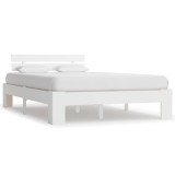 Cumpara ieftin Cadru de pat cu tablie, alb, 140x200 cm, lemn masiv de pin