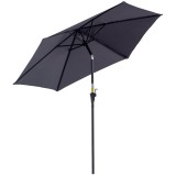 Outsunny Umbrelă de Grădină cu Manivelă, Structură din Aluminiu, Poliester Rezistent la UV, &Phi;2.6x2.35m, Gri și Negru | Aosom Romania