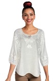 Bluza dama DEC alb crystal , marimea 2XL, Casual, Bumbac