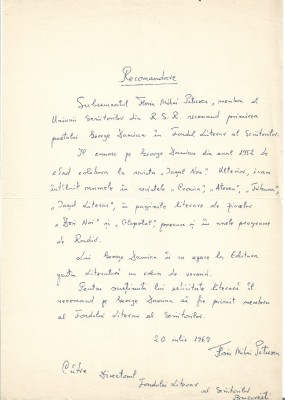A3266N Document scris și semnat olograf de Florin Mihai Petrescu, 1969. foto