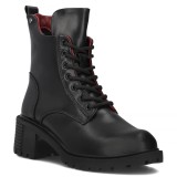 Botine Dama Piele Naturala Negre, Platforma 6cm, Siret si Fermoar, Marimea 40