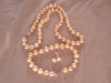 Set colier , brățară si cercei perle roz piersica, naturale