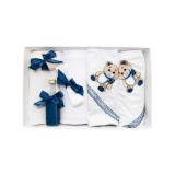 Trusou Botez 7 Piese Personalizat cu Broderie, Bleumarin, Ursuleti - TB129