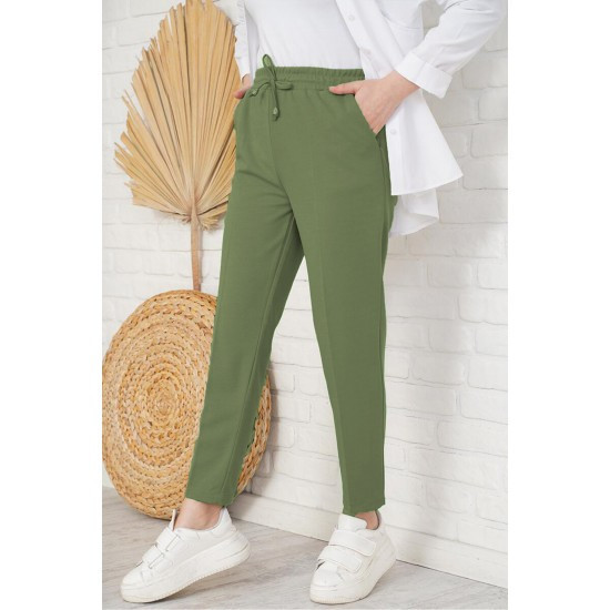 Pantaloni Dama Gabriella Cu Elastic In Talie, Kaki