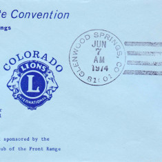 Plic LIONS CLUB,Colorado, America, 6-8 Iunie 1974