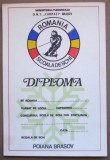 O.209 DIPLOMA ROMANIA SCOALA DE SCHI MINISTERUL TURISMULUI ONT CARPATI BRASOV POIANA
