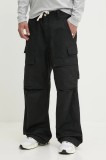 PURPLE BRAND pantaloni de bumbac WOVEN CARGO PANT barbati, culoarea negru, cu fason cargo, P527-WCBB125
