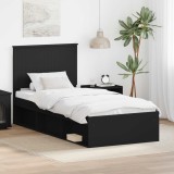 Cumpara ieftin Cadru de pat cu headboard Negru 90 x 200 cm Lemn de pin masiv