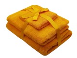Cumpara ieftin Set prosoape 3 piese 500 gsm (fata, maini, corp) Galben, SomnART Relax KipRoom