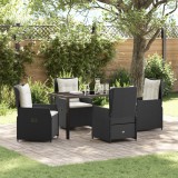 Set de Dining pentru Grădină vidaXL 5 Piese Negru Poli Ratan