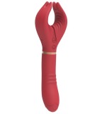 Vibrator Lothus, 7+7 Moduri Vibratii, Silicon, USB Magnetic, Rosu, 21.5 cm, Passion Labs, Sensations