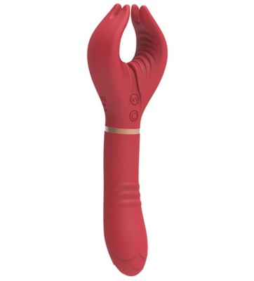 Vibrator Lothus, 7+7 Moduri Vibratii, Silicon, USB Magnetic, Rosu, 21.5 cm, Passion Labs, Sensations foto