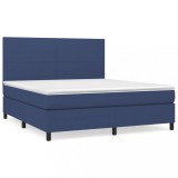 Cumpara ieftin Pat box spring cu saltea, albastru, 180x200 cm, material textil