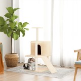 VidaXL Ansamblu de pisici cu st&acirc;lpi din funie de sisal, crem, 109 cm