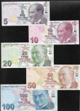 Cumpara ieftin Set Turcia 5 + 10 + 20 + 50 + 100 lire lira, Europa