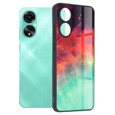 Husa telefon compatibila oppo a78 4g, glass spate din sticla securizata, fiery ocean