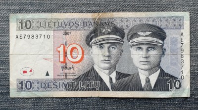 10 Litu 2007 Lituania / Bancnota lipita / seria 7983710 foto
