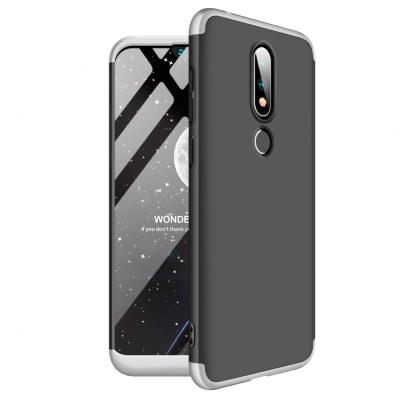 Husa NOKIA 6.1 (2018) - GKK 360 Full Cover (Argintiu/Negru) foto