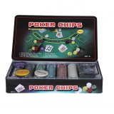 Set Poker Texas Holden negru 300 jetoane, 2 carti, covoras, 3 butoane, cutie