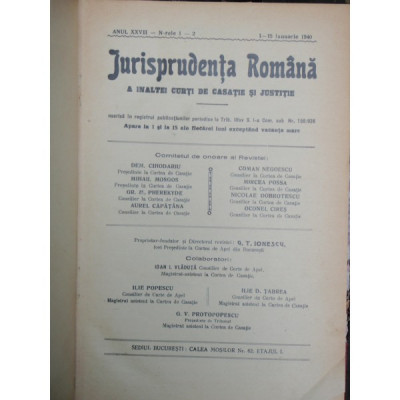 JURISPRUDENTA ROMANA A INALTEI CURTI 1940 foto