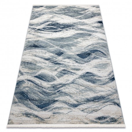DISTIN 0849A covor modern bleumarin / albastru / alb - Valuri, vintage, franjuri, 200x290 cm