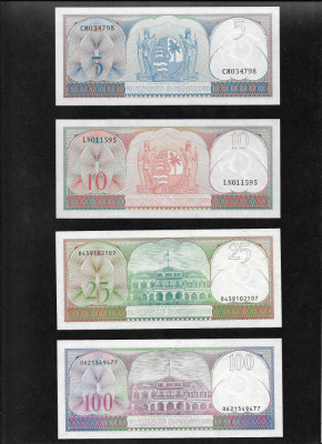 Set Suriname Surinam 5 + 10 + 25 + 100 gulden 1963/85 unc foto