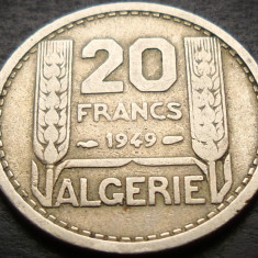 Moneda exotica 20 FRANCI - ALGERIA, anul 1949 * cod 4295 B - COLONIE FRANCEZA!