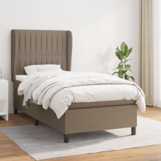 vidaXL Pat box spring cu saltea, gri taupe, 100x200 cm, textil 3128105
