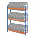 Suport de perete Vivatechnix, pentru 18 anvelope, 1500 x 450 x 1980 mm, max 300 kg, 3 rafturi