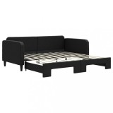 Cumpara ieftin Pat de zi cu extensie, negru, 90x190 cm, textil
