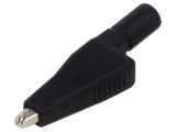 Bornă crocodil 10A neagră CAL TEST - Capacitate prindere max. 7,9mm