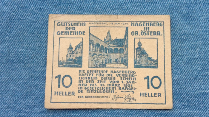 10 Heller 1921 Notgeld Hagenberg Austria